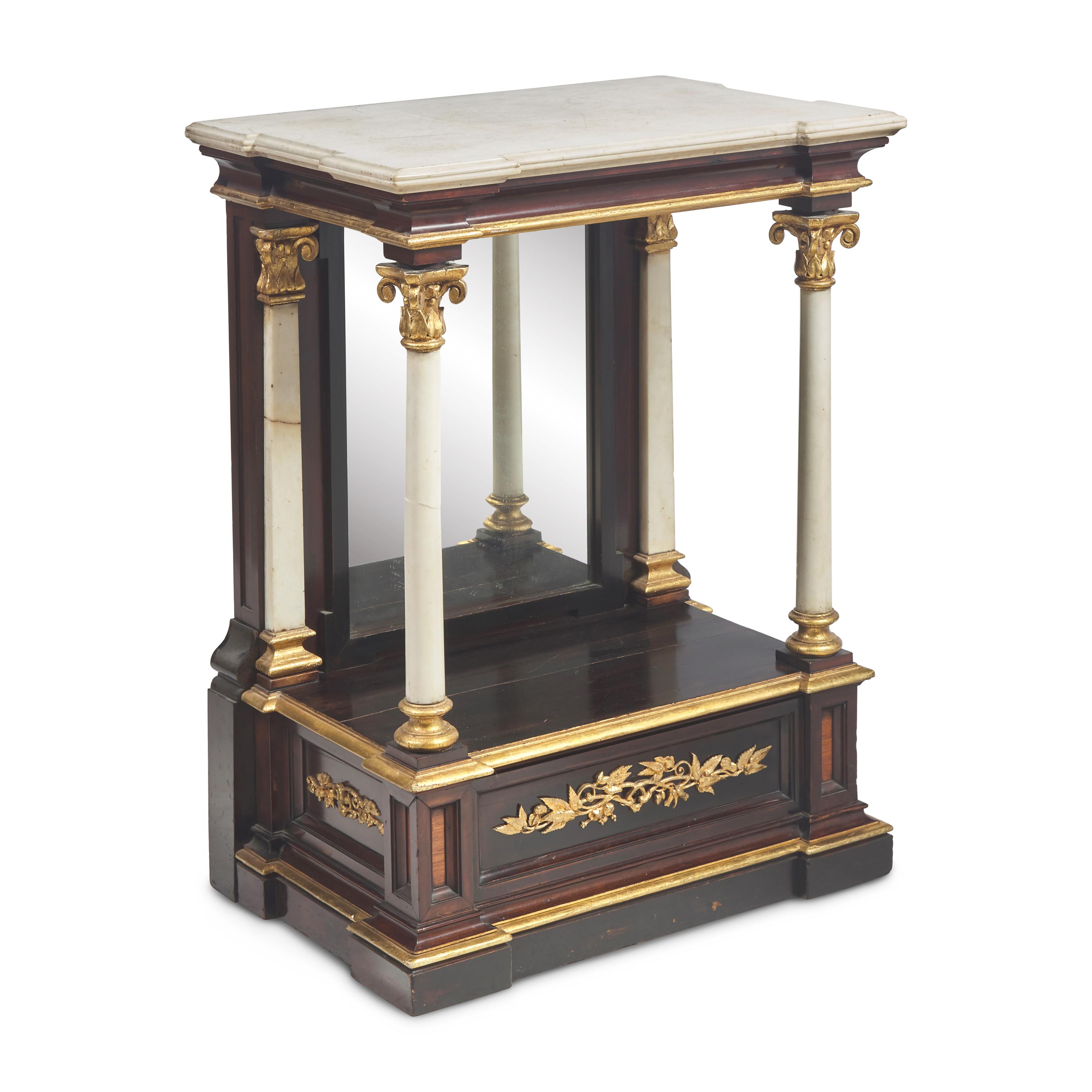 A Classical Parcel Gilt and Marble Mounted Mahogany Pier Table