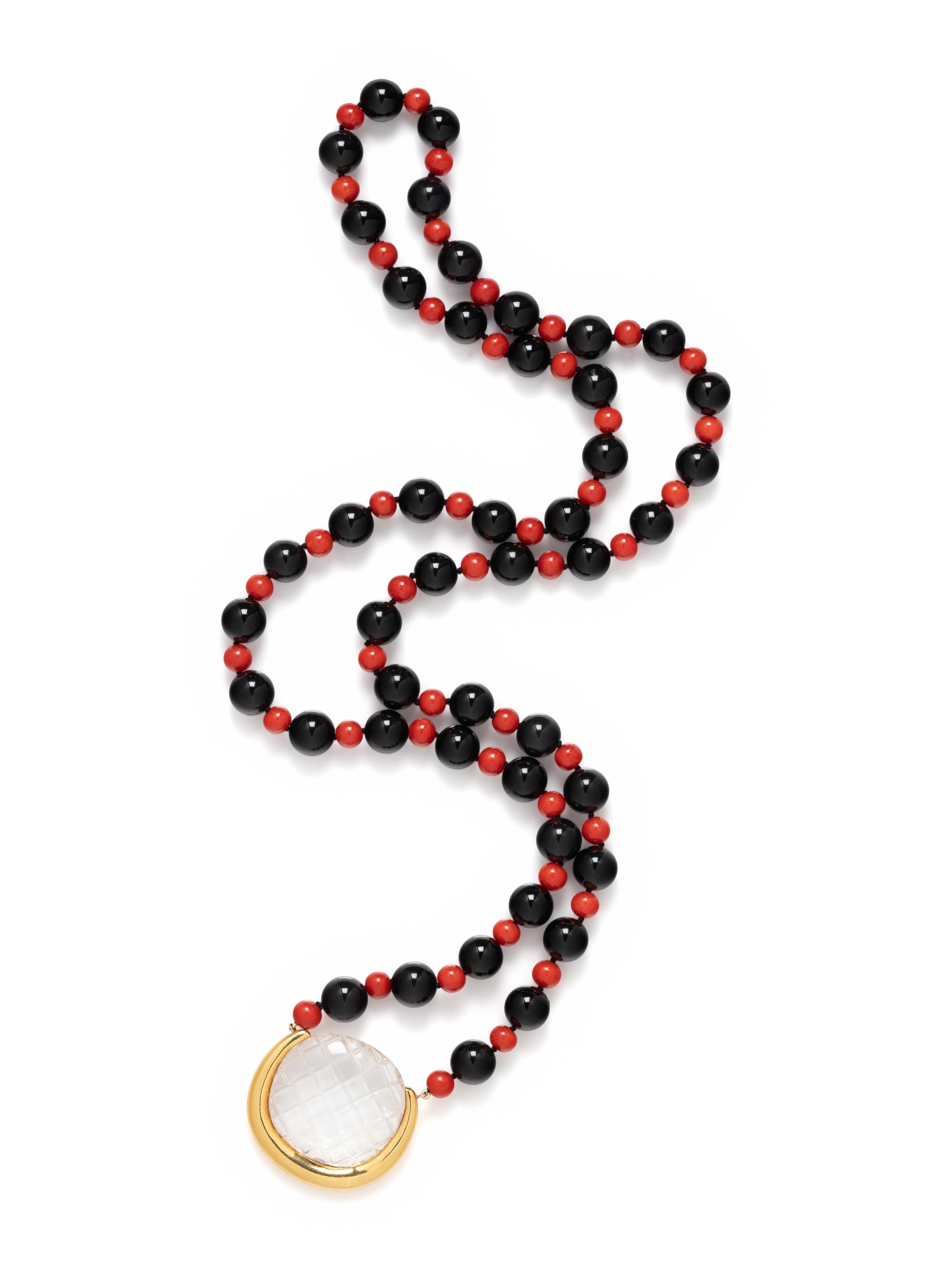 ALDO CIPULLO, YELLOW GOLD AND MULTIGEM BEAD NECKLACE