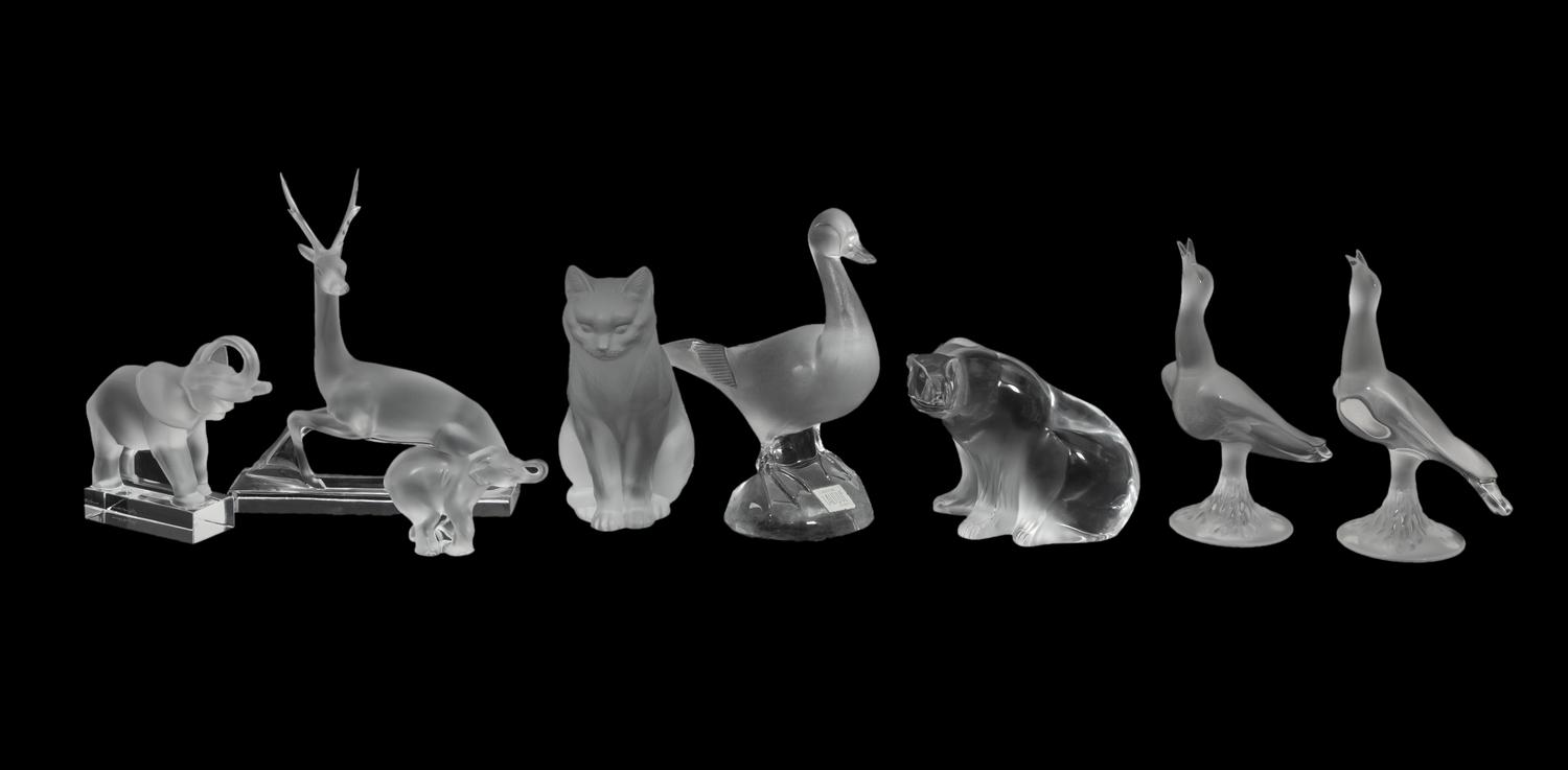 A Group of Eight Lalique Animal Figures