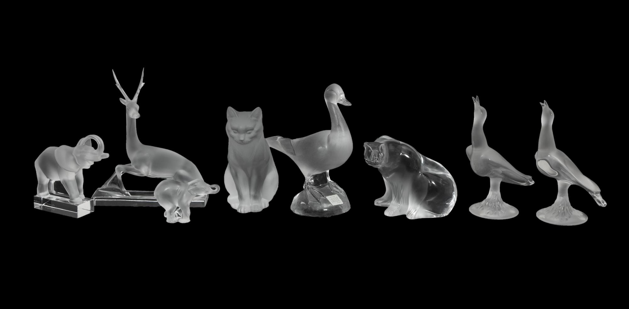 A Group of Eight Lalique Animal Figures