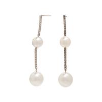 SOUTH SEA CULTURED PEARL AND DIAMOND EARRINGS