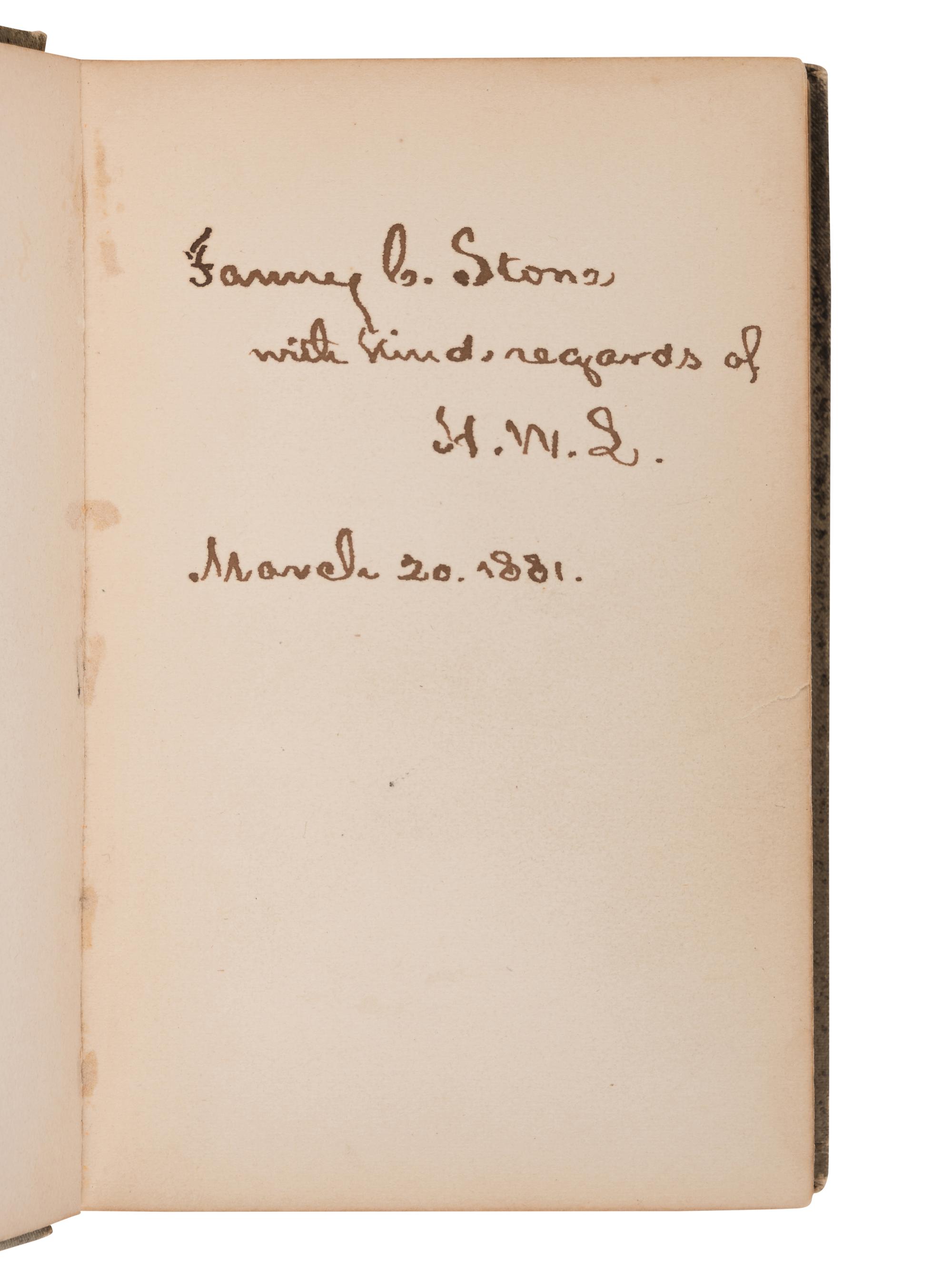 LONGFELLOW, Henry Wadsworth (1808-1882). The Longfellow Birthday-Book . Boston: Houghton Mifflin, 1881.