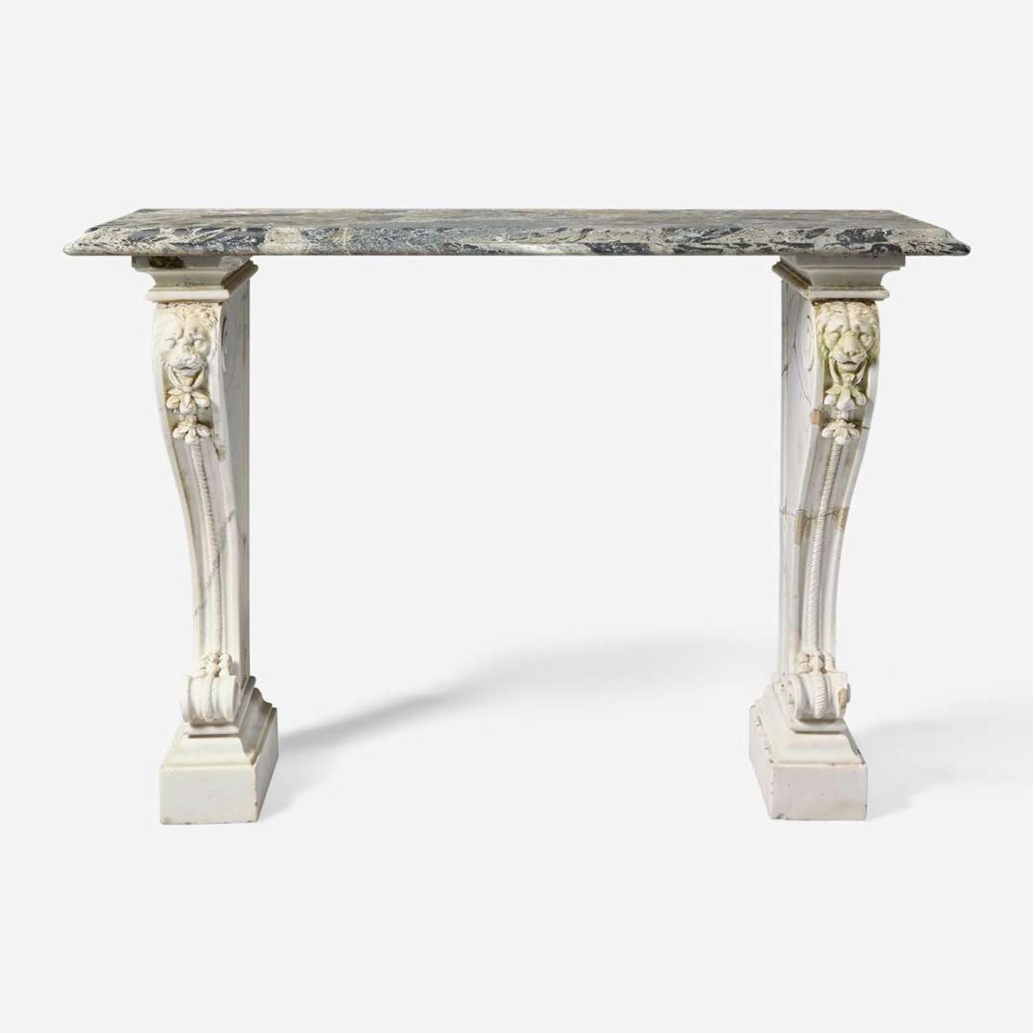 A Carrara marble console table with Verde antico top 19th century
