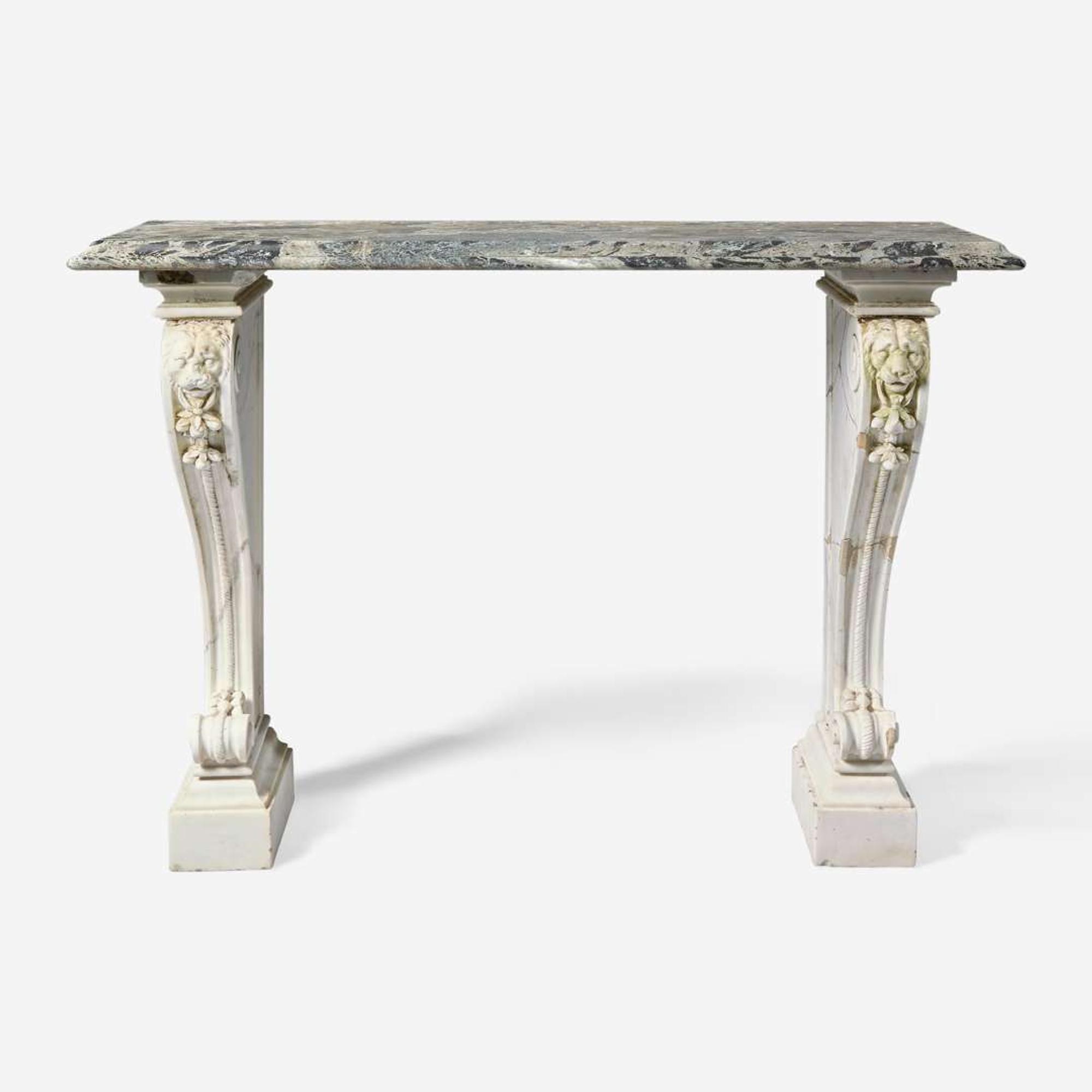A Carrara marble console table with Verde antico top 19th century