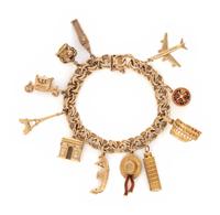 YELLOW GOLD TRAVEL CHARM BRACELET
