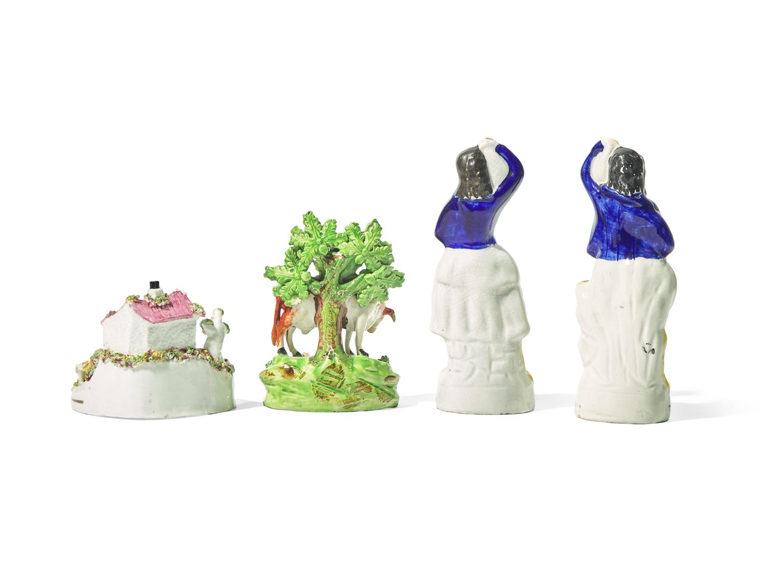 A Group of Four Staffordshire Figures or Figural Groups
