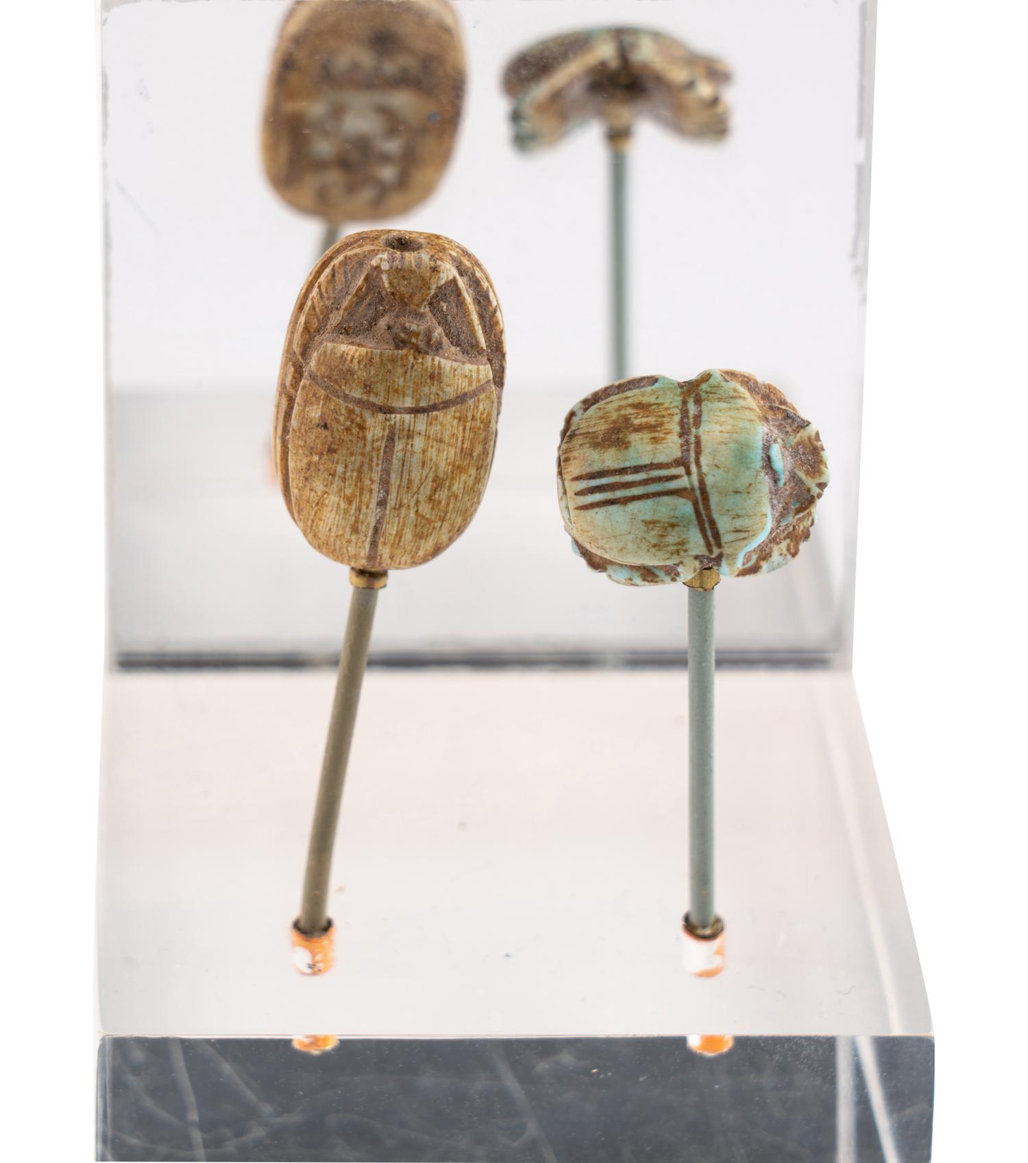 Two Egyptian Faience Scarabs