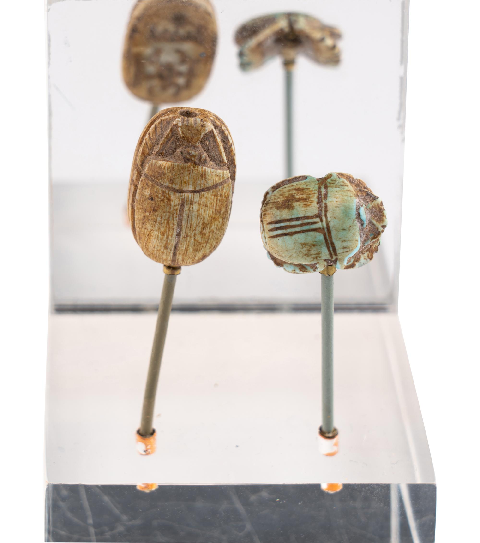 Two Egyptian Faience Scarabs