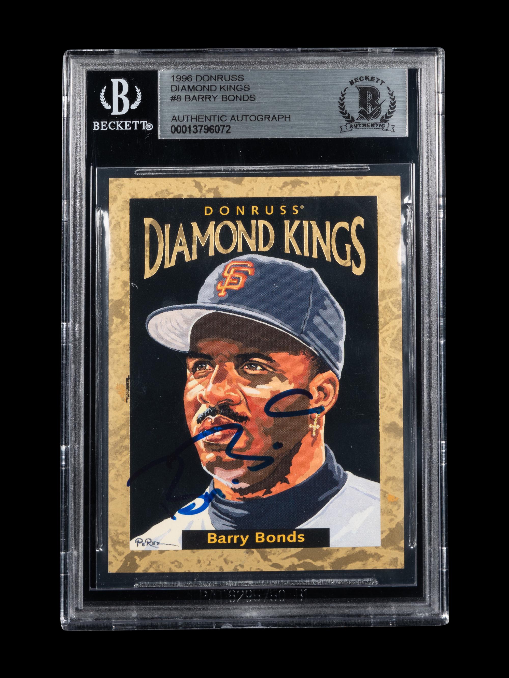 A 1996 Donruss Diamond Kings Barry Bonds Signed Autograph Baseball Card No. DK-8 (Beckett Authentication Services BAS Certified)