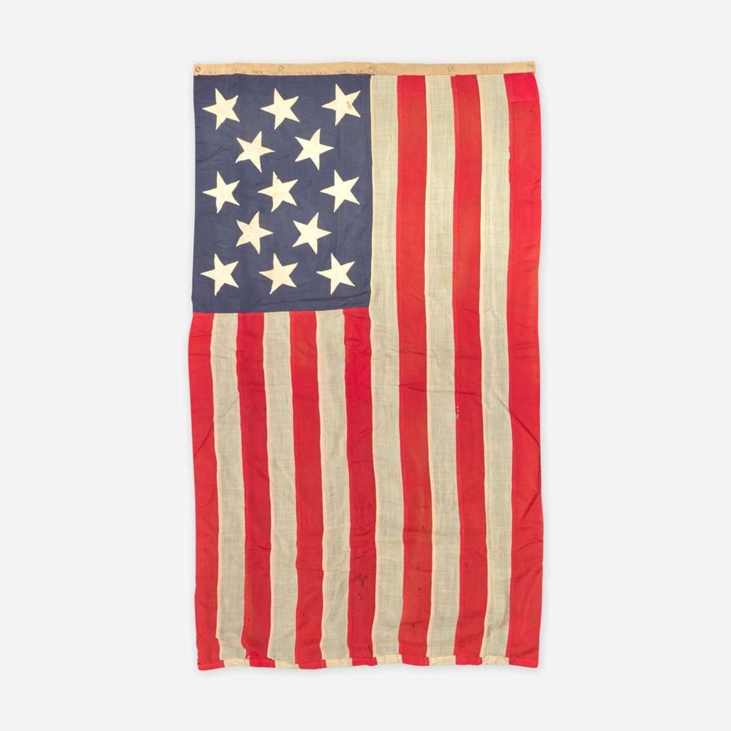 A 13-Star American Naval Ensign New York Navy Yard, Brooklyn, dated "Feb. 1908."