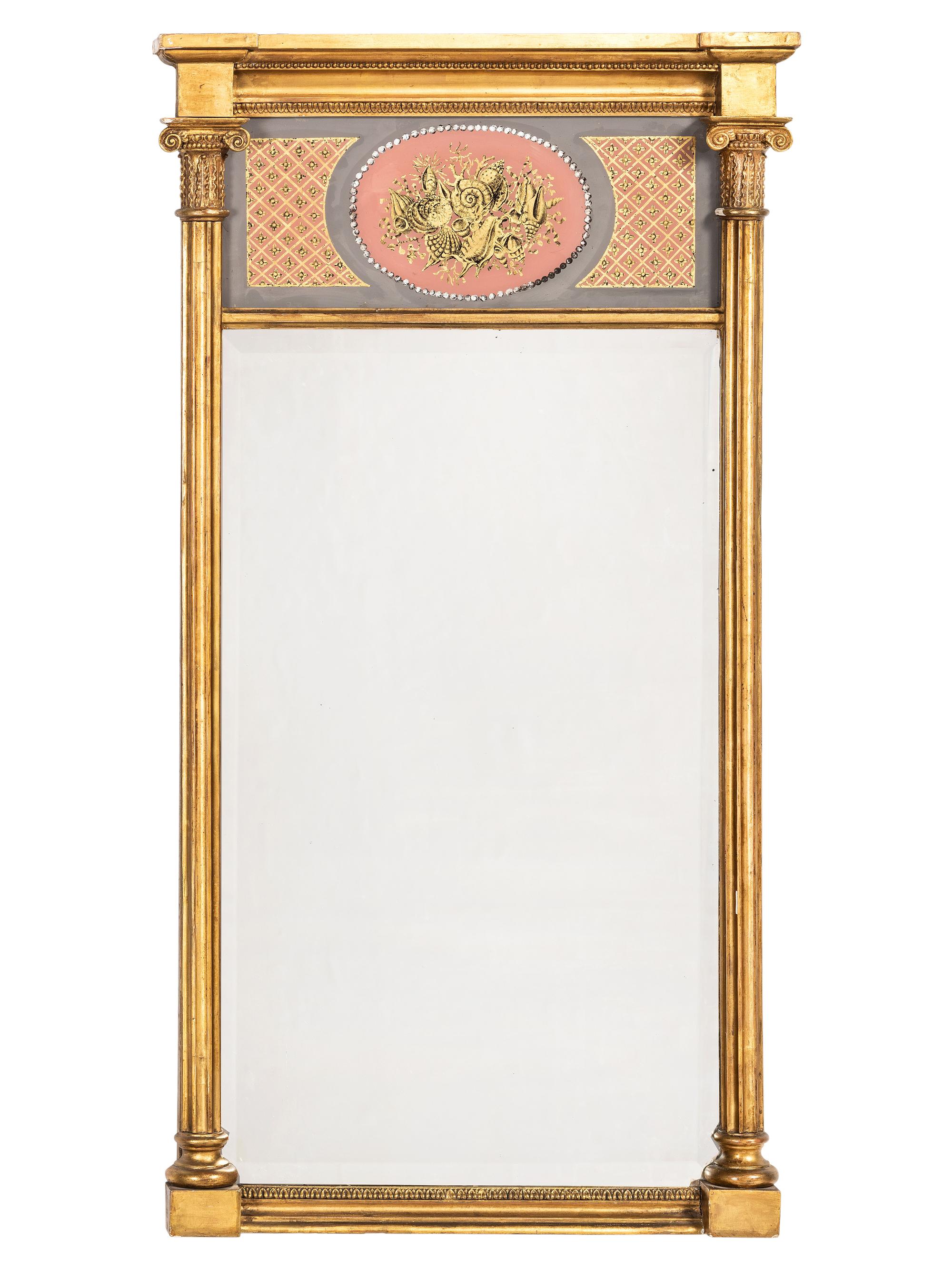 A Federal Giltwood and Eglomise Mirror
