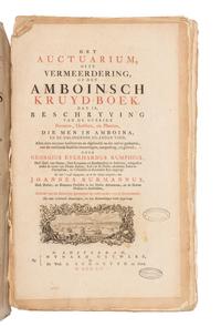 RUMPF, Georg Eberhard (1628-1702). Herbarii Amboinesis Auctuarium ... Het Auctuarium ofte Vermeerdering op her Amboinsch Kruyd-Boek . Amsterdam: Mynard Uytwerf et al, 1755.