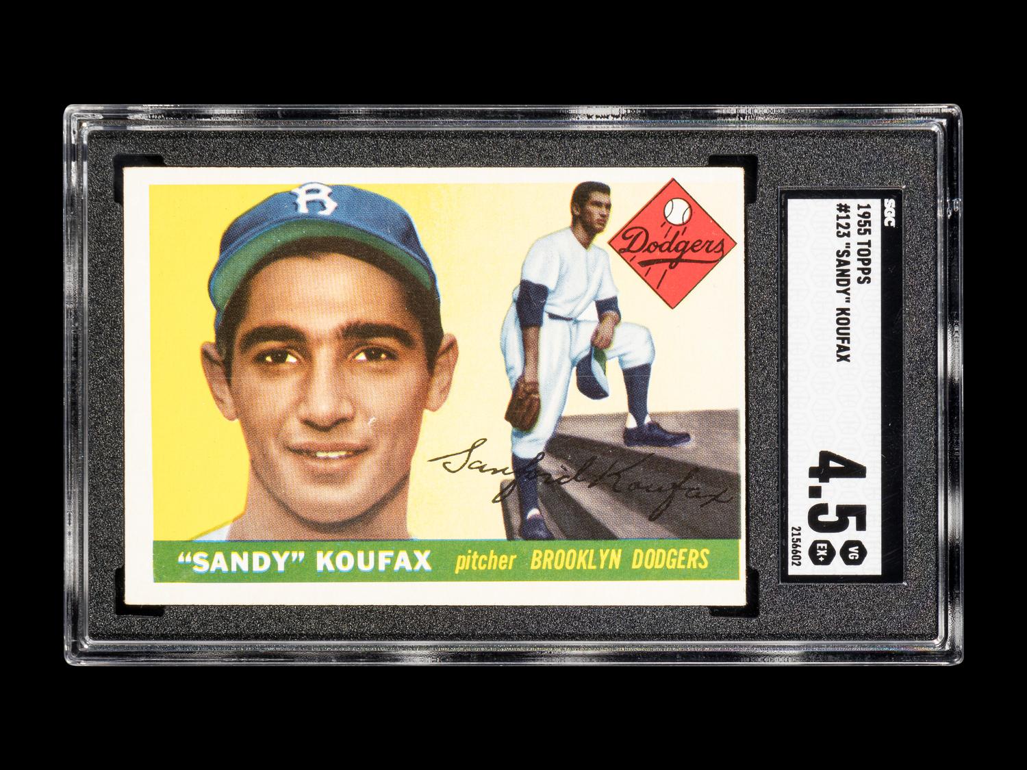 A 1955 Topps Sandy Koufax Rookie Baseball Card No. 123 (SGC 4.5 VG-EX+)