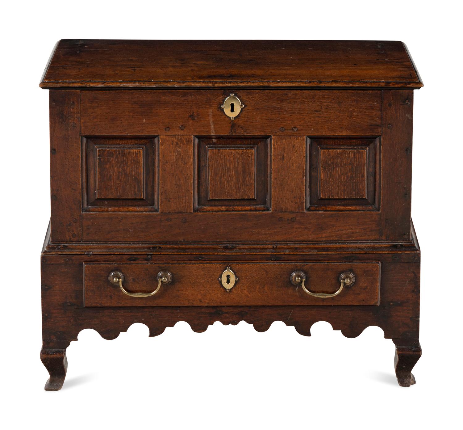 A Queen Anne Carved Oak Mule Chest
