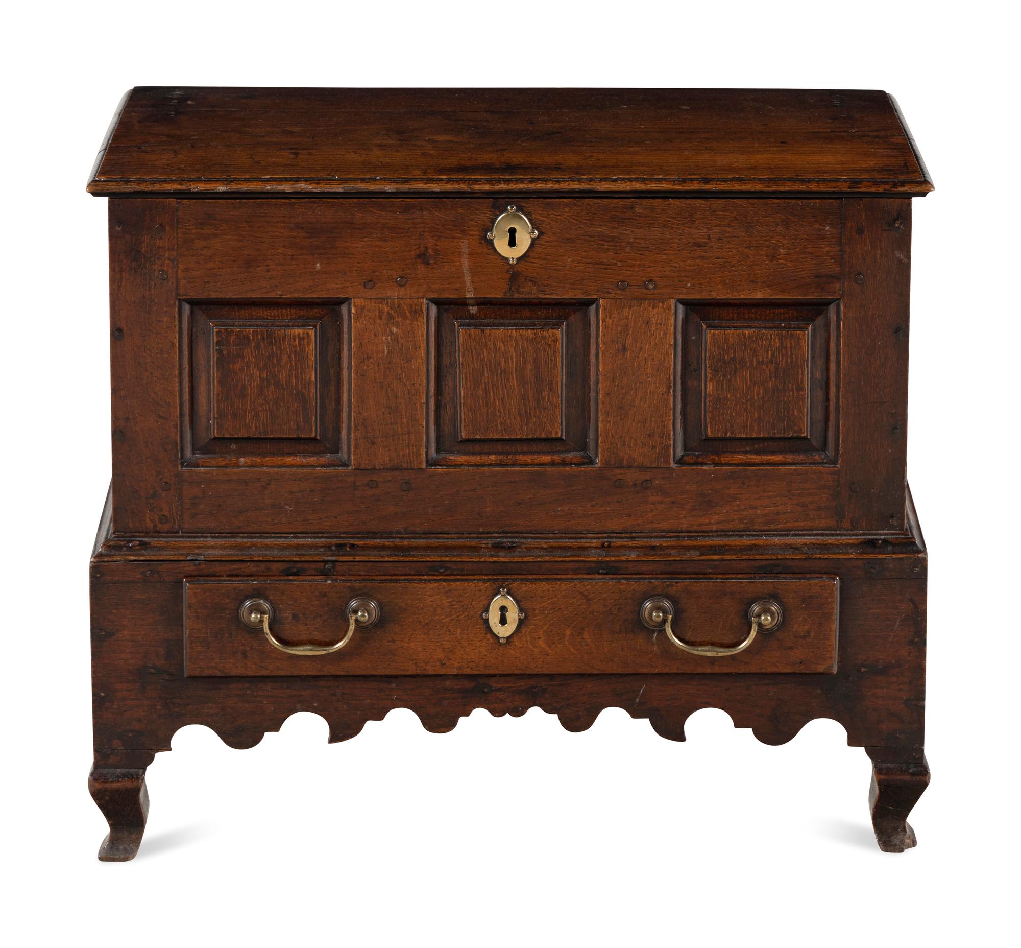 A Queen Anne Carved Oak Mule Chest