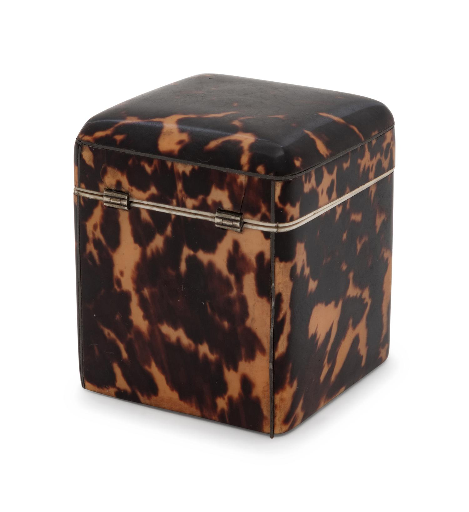 An English Tortoise Shell Veneered Tea Caddy