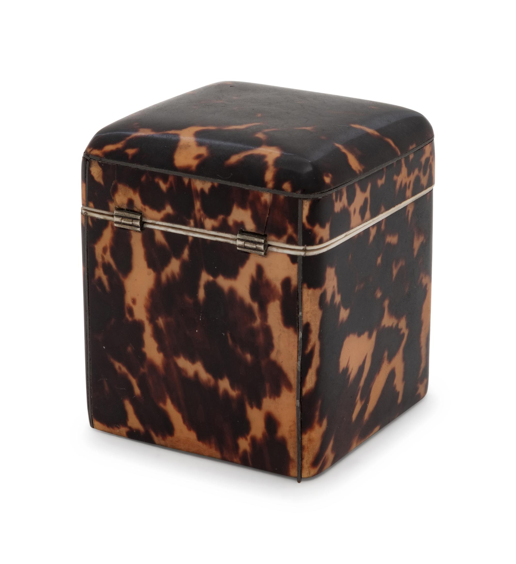 An English Tortoise Shell Veneered Tea Caddy