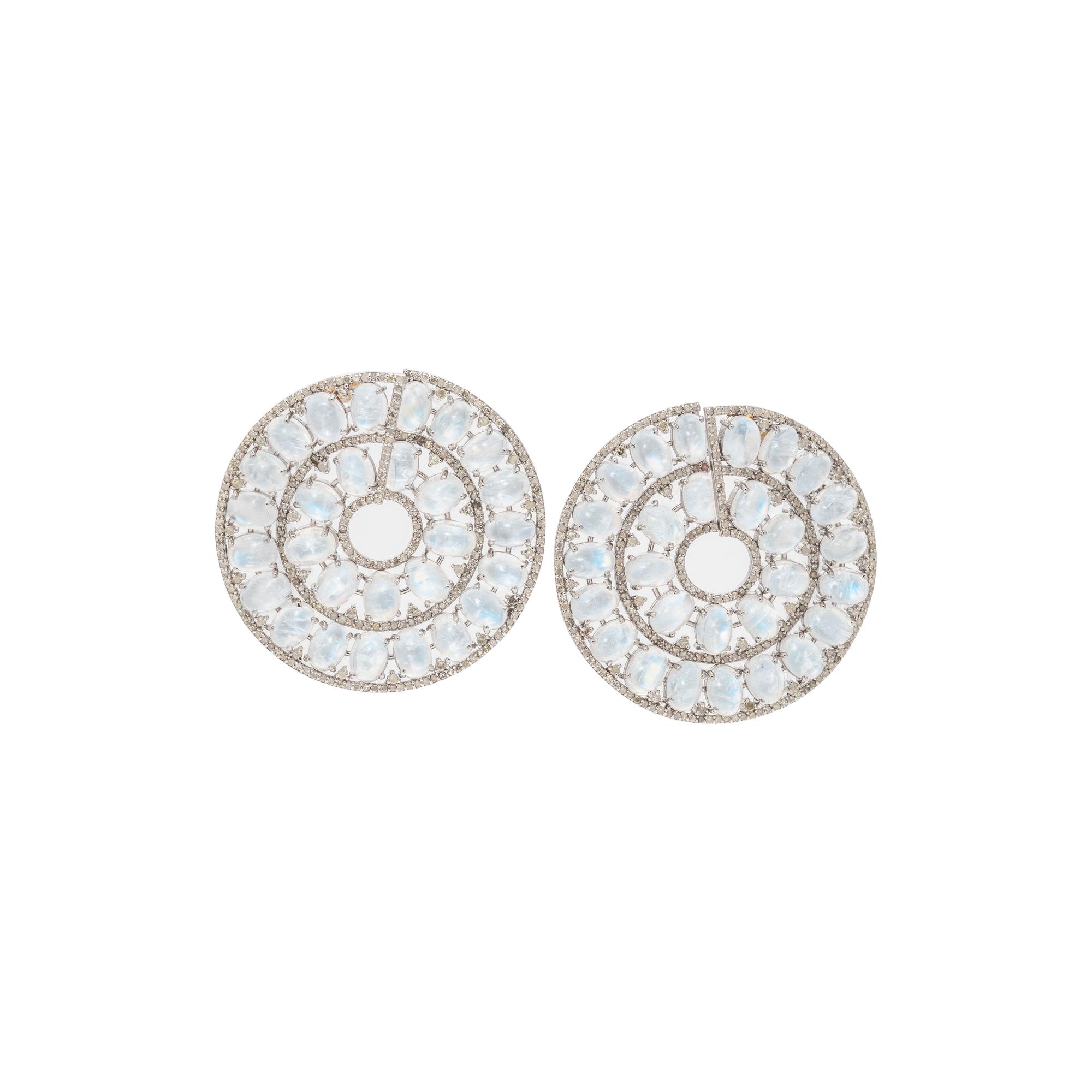 MOONSTONE AND DIAMOND EARRINGS