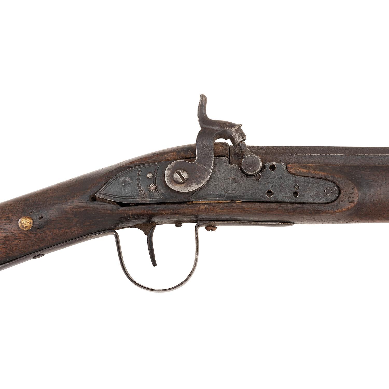 Percussion Altered Belgian Northwest Trade Gun Marked Barnett