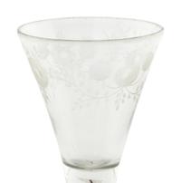 An English Color-Twist and Cut Glass Wine Stem