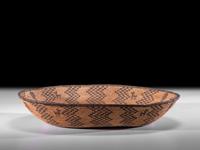Apache Figural Basketry Tray, with Humans and Dogs