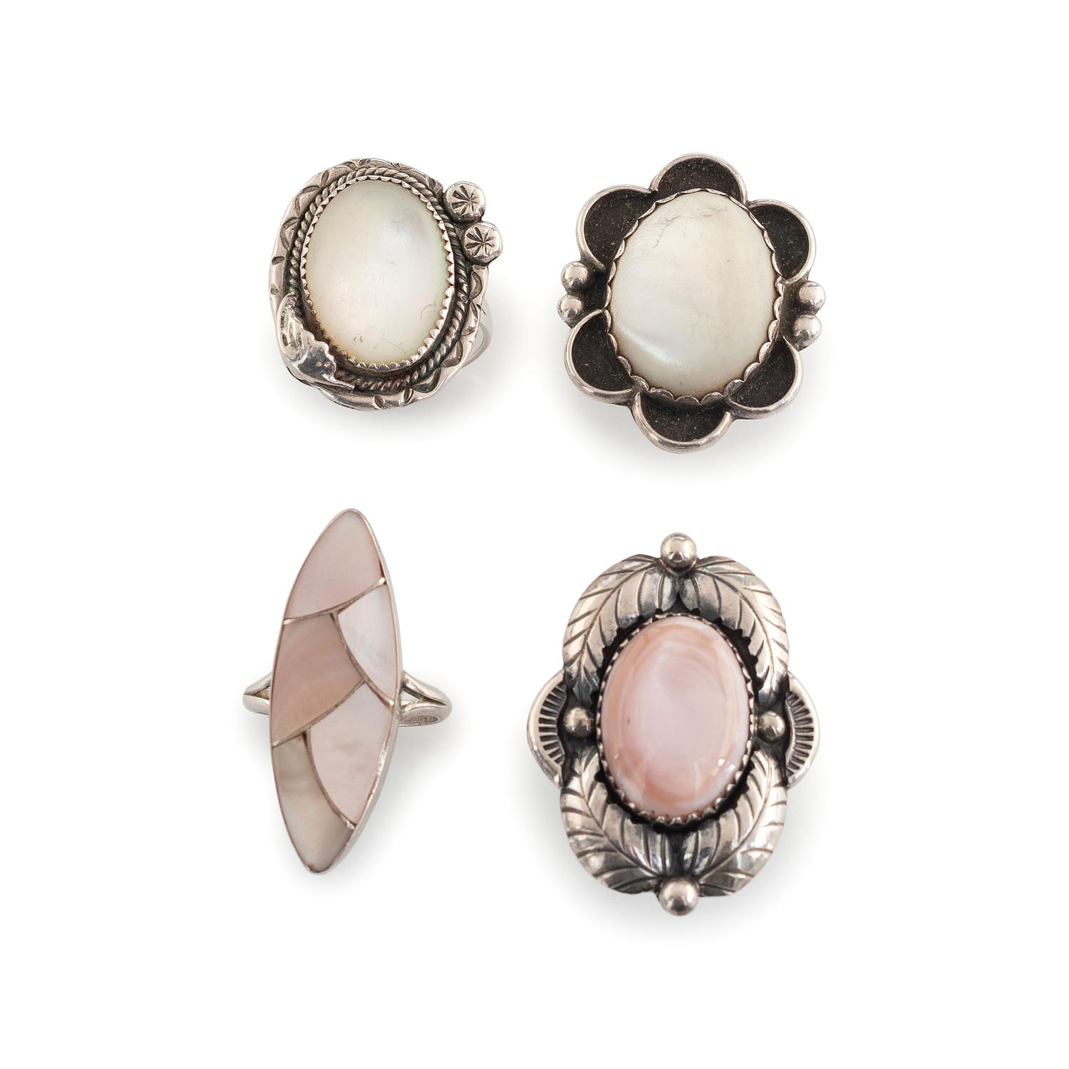 Assortment of Navajo and Zuni Silver and Shell Jewelry