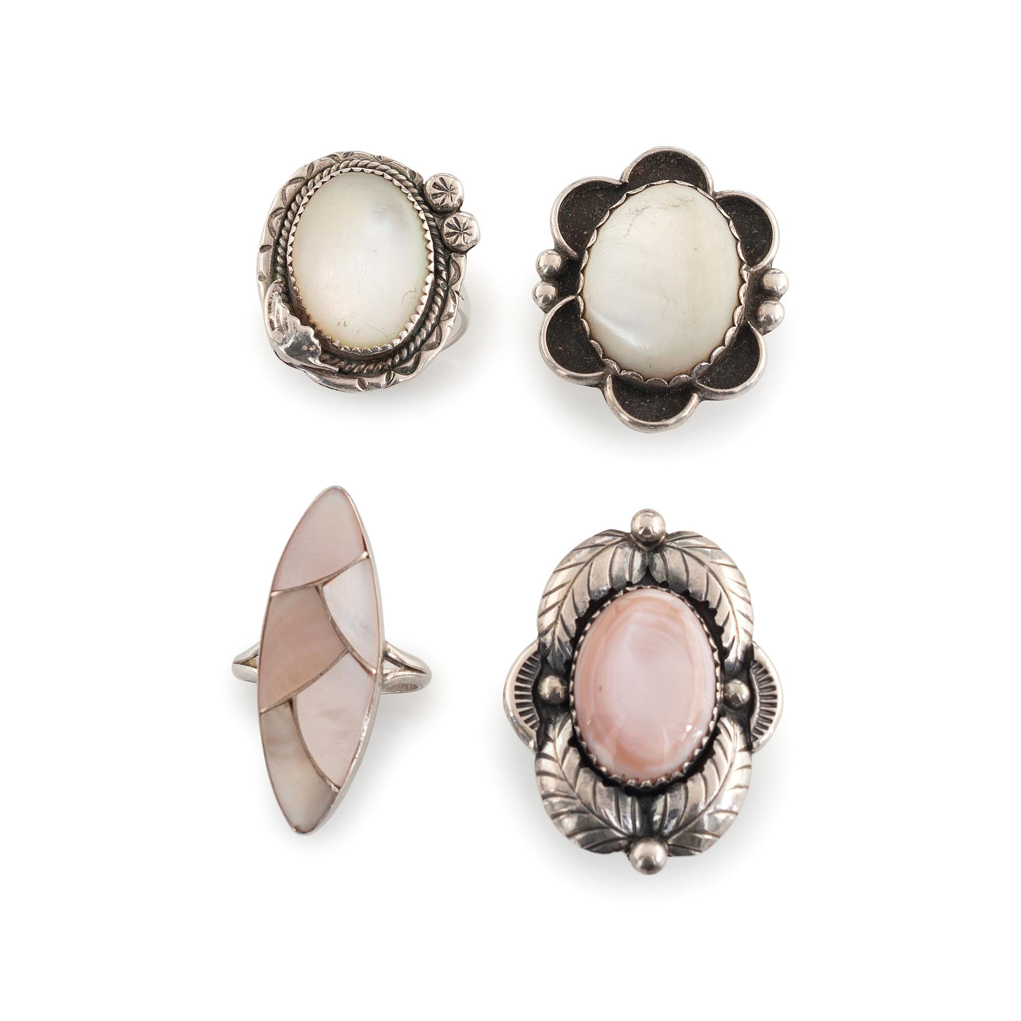 Assortment of Navajo and Zuni Silver and Shell Jewelry