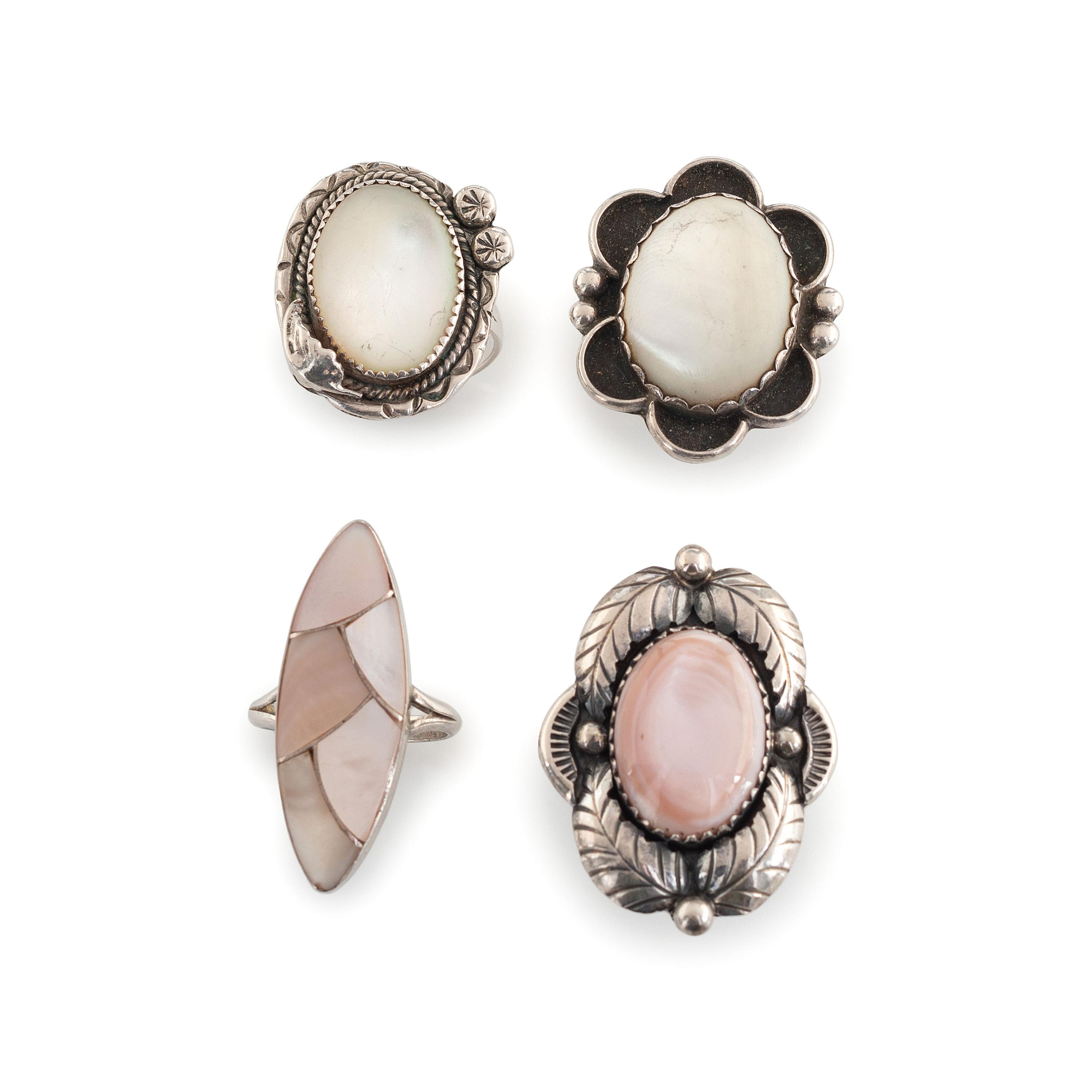 Assortment of Navajo and Zuni Silver and Shell Jewelry