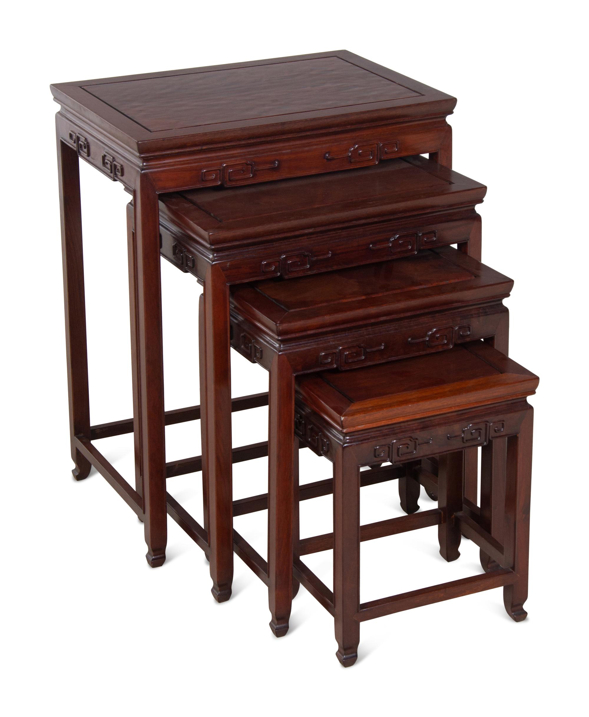 A Set of Four Chinese Possibly Huanghuali Nesting Tables
