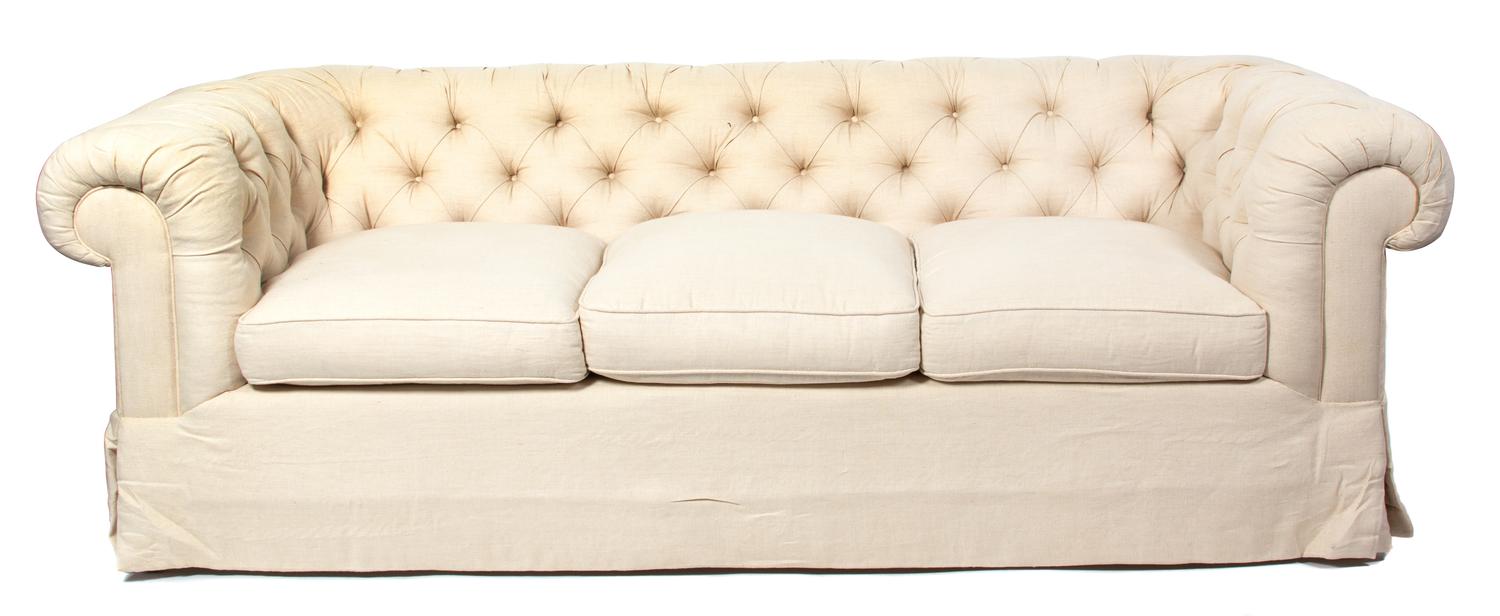 A Pair of Contemporary Upholstered Sofas Height 31 x width 94 x depth 39 inches. — 20TH CENTURY
