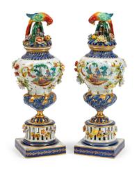 A Pair of French Porcelain Covered Urns