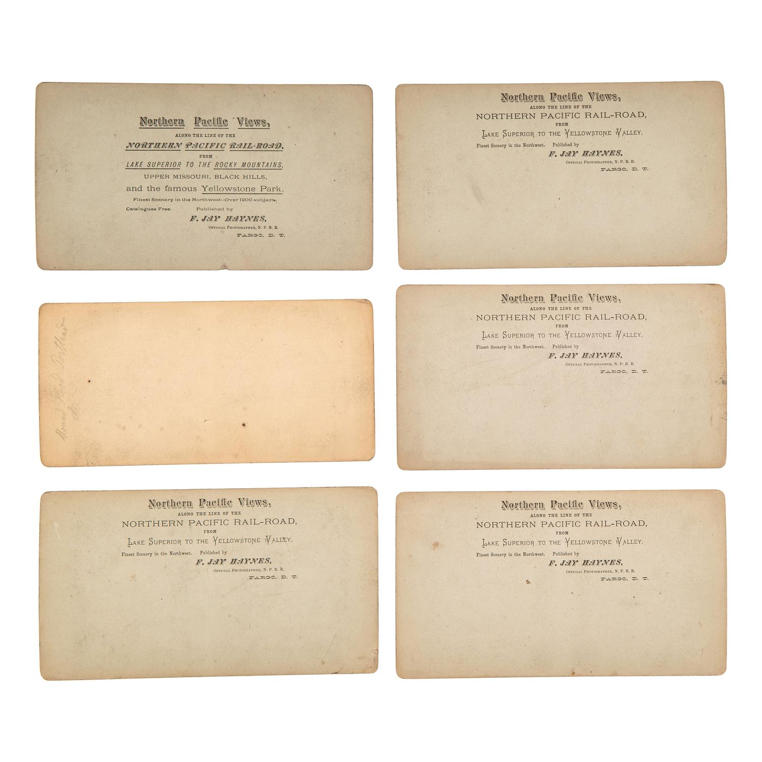 [EARLY PHOTOGRAPHY] -- [CRONAU, Rudolf]. HAYNES, F.J., photographer. A group of 15 stereoviews of the American West collected by artist Rudolf Cronau. Fargo, D.T.: F. J. Haynes, n.p.