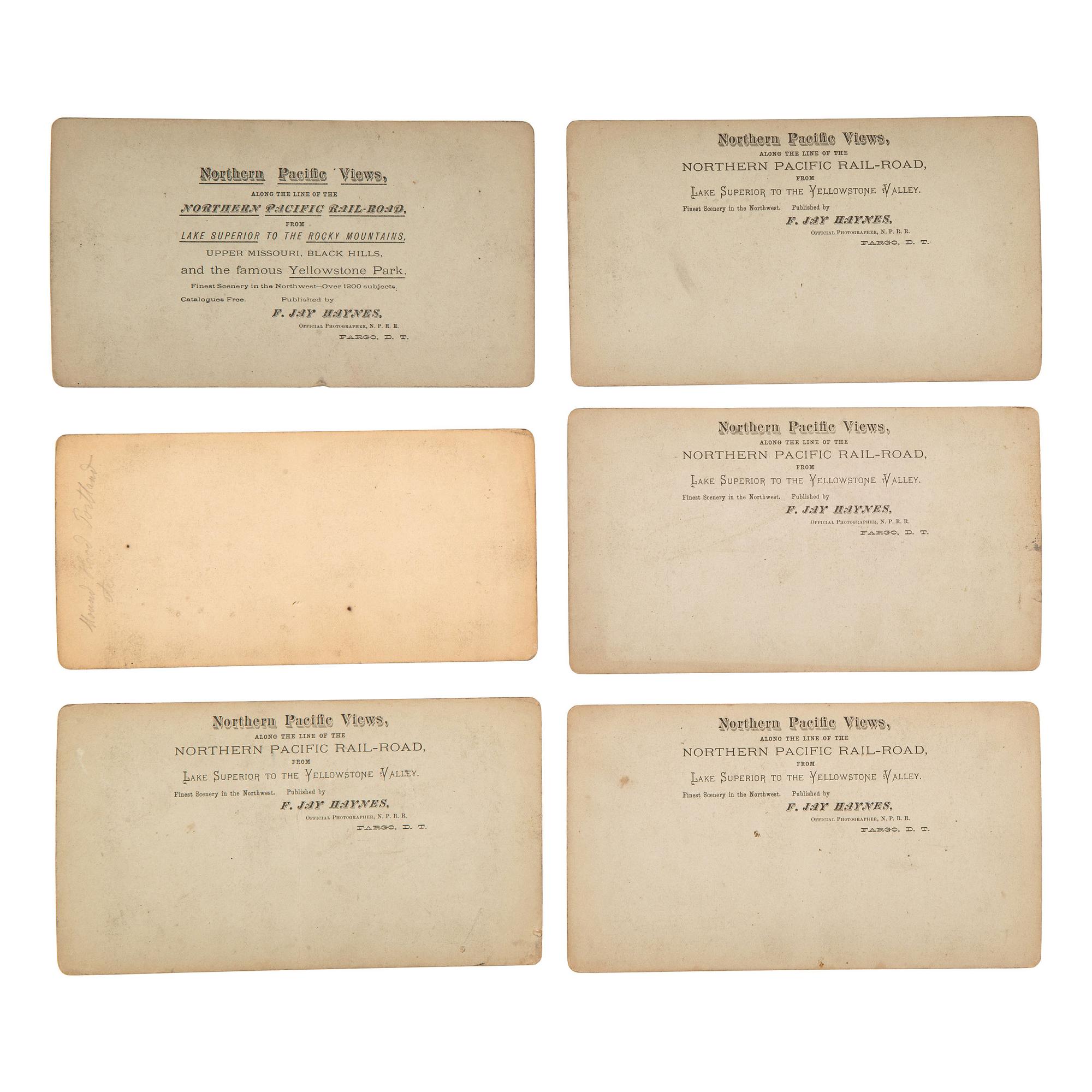 [EARLY PHOTOGRAPHY] -- [CRONAU, Rudolf]. HAYNES, F.J., photographer. A group of 15 stereoviews of the American West collected by artist Rudolf Cronau. Fargo, D.T.: F. J. Haynes, n.p.