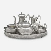 A five-piece sterling silver tea and coffee service in the "Ivy" pattern John Chandler Moore (c. 1803-1874) for Tiffany & Co., New York, NY, 1854-1870