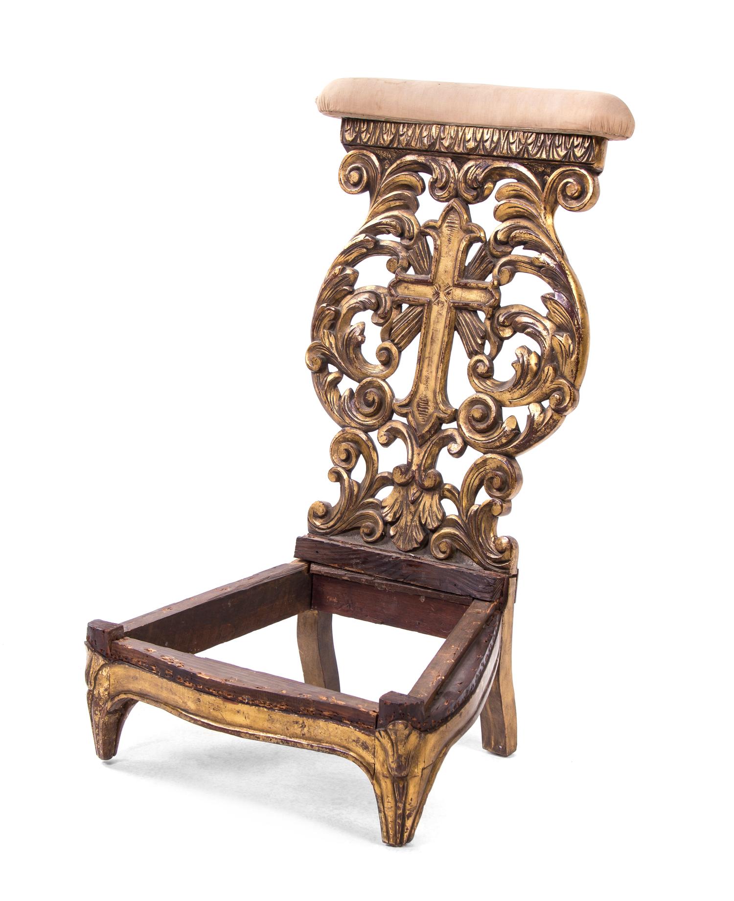 A Baroque Style Giltwood Prie Dieu, Height 34 1/2 inches.
