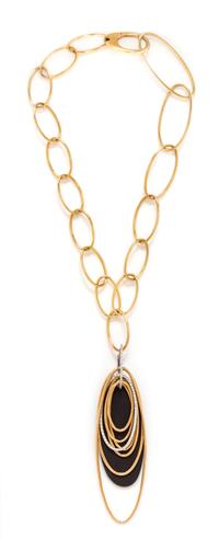 An 18 Karat Bicolor Gold, Diamond and Onyx Convertible 'Hiroko' Pendant/Necklace, Mattioli, 56.10 dwts.