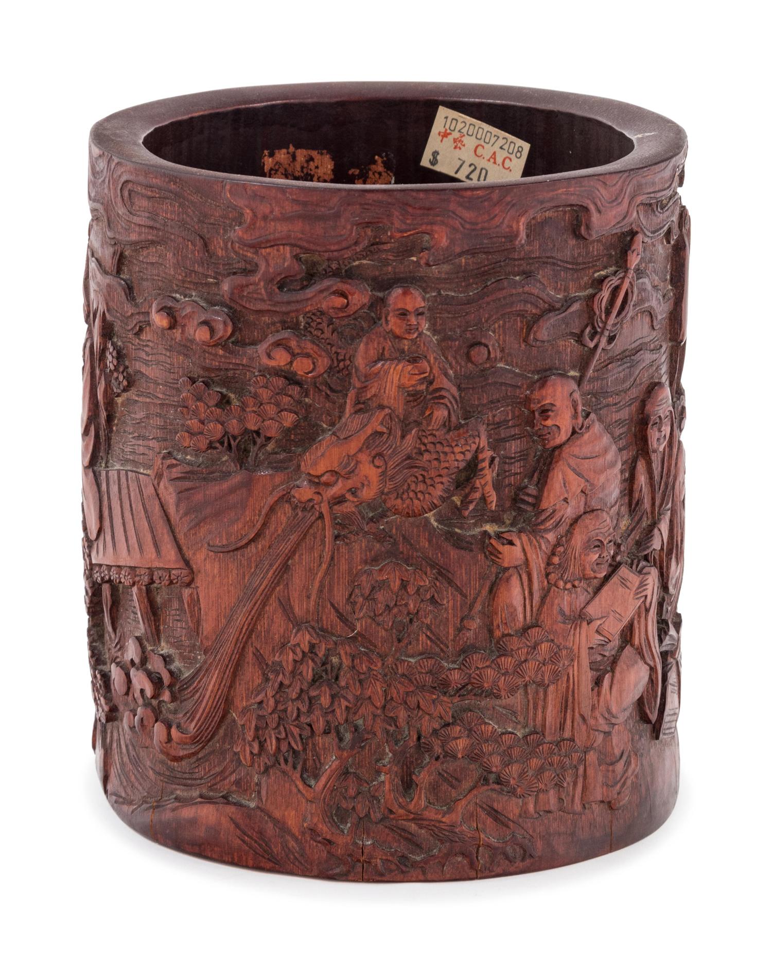 A Chinese Carved Bamboo Brush Pot