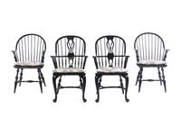 Two Pairs of Ebonized Windsor Chairs