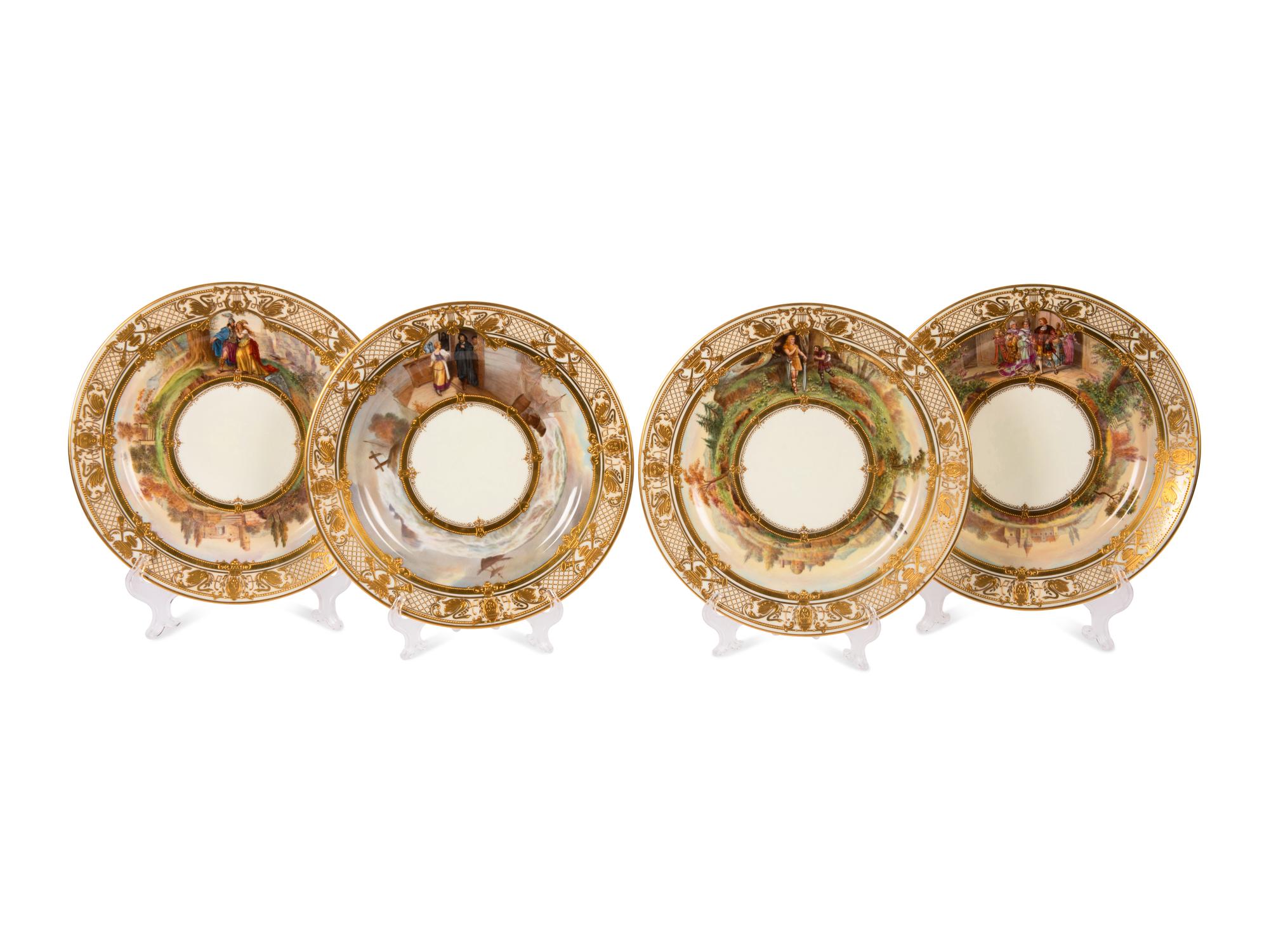 Eight Dresden Ambrosius Lamm Porcelain Opera Cabinet Plates