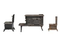 Three Salesman's Sample or Child's Toy Cast Iron Stoves