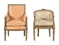 Two Louis XVI Style Painted Child's Bergères