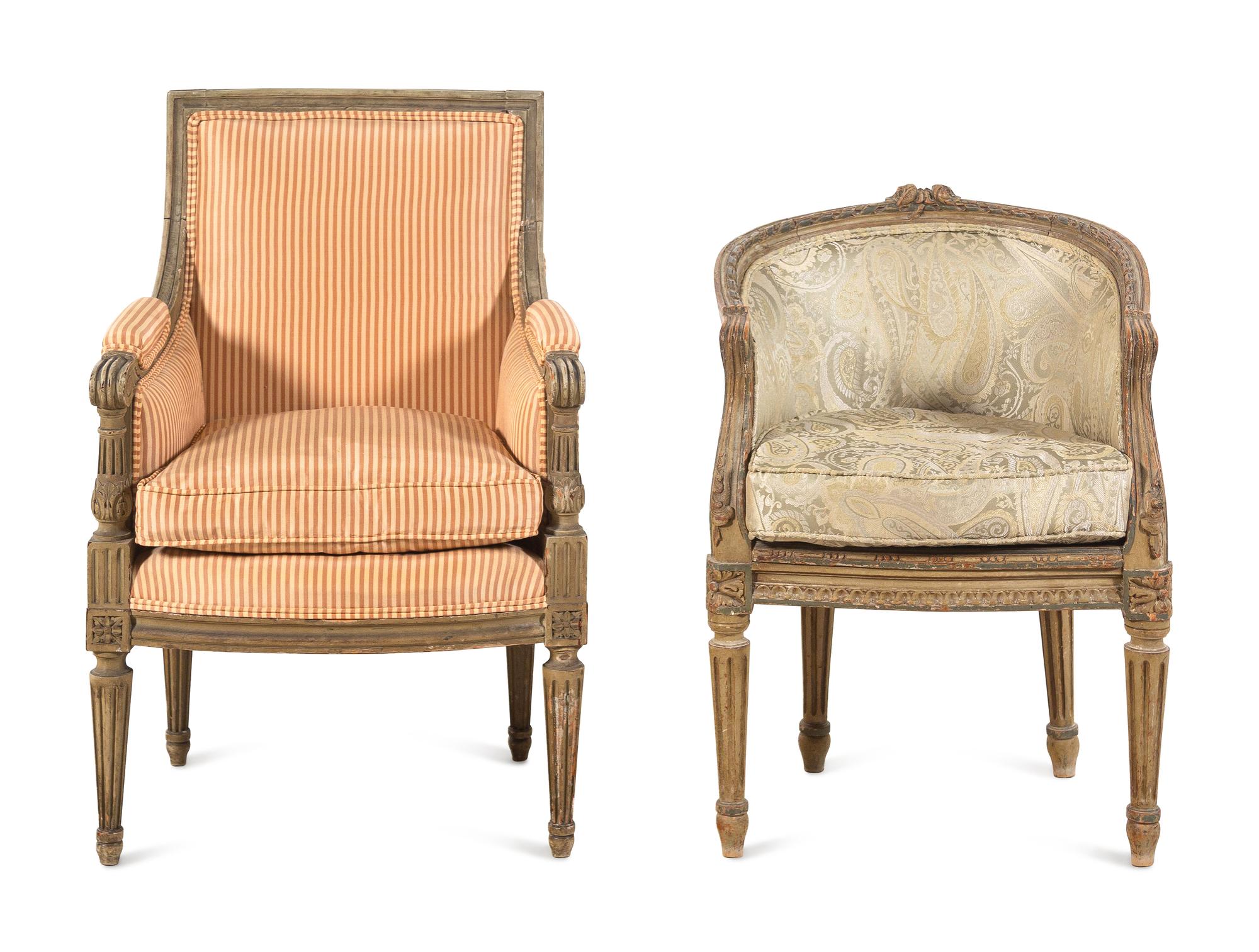 Two Louis XVI Style Painted Child's Bergères