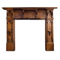 A Mahogany Half Mantel with Carved Shelves 65.5" W x 9" D x 53" H — England, Circa 1880
