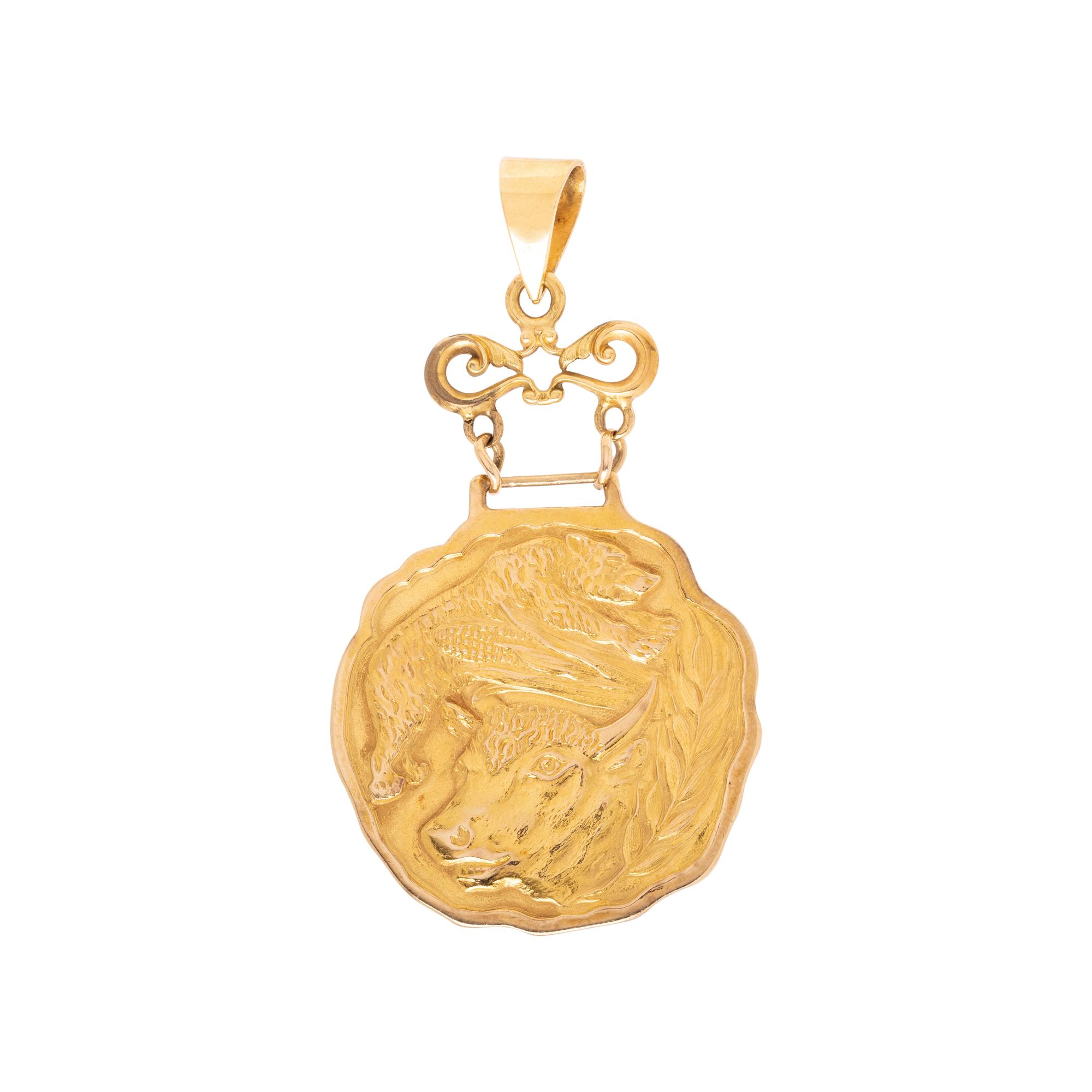 ANTIQUE, YELLOW GOLD MEDALLION PENDANT