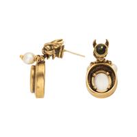 CAT'S EYE MOONSTONE AND CULTURED PEARL EARRINGS