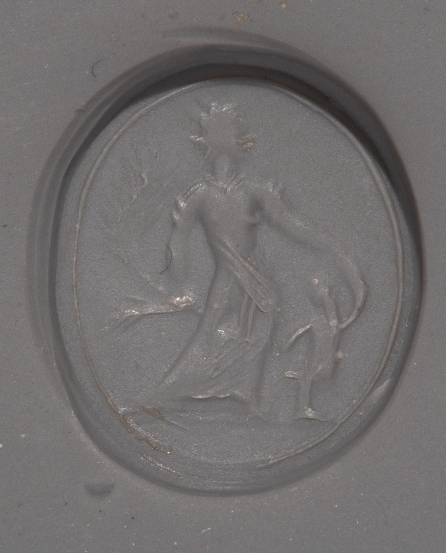 A Neoclassical Banded Agate Ring Stone with the Gods Ceres and Eros