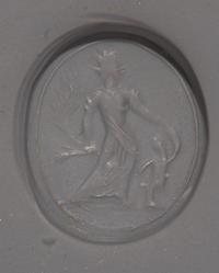 A Neoclassical Banded Agate Ring Stone with the Gods Ceres and Eros