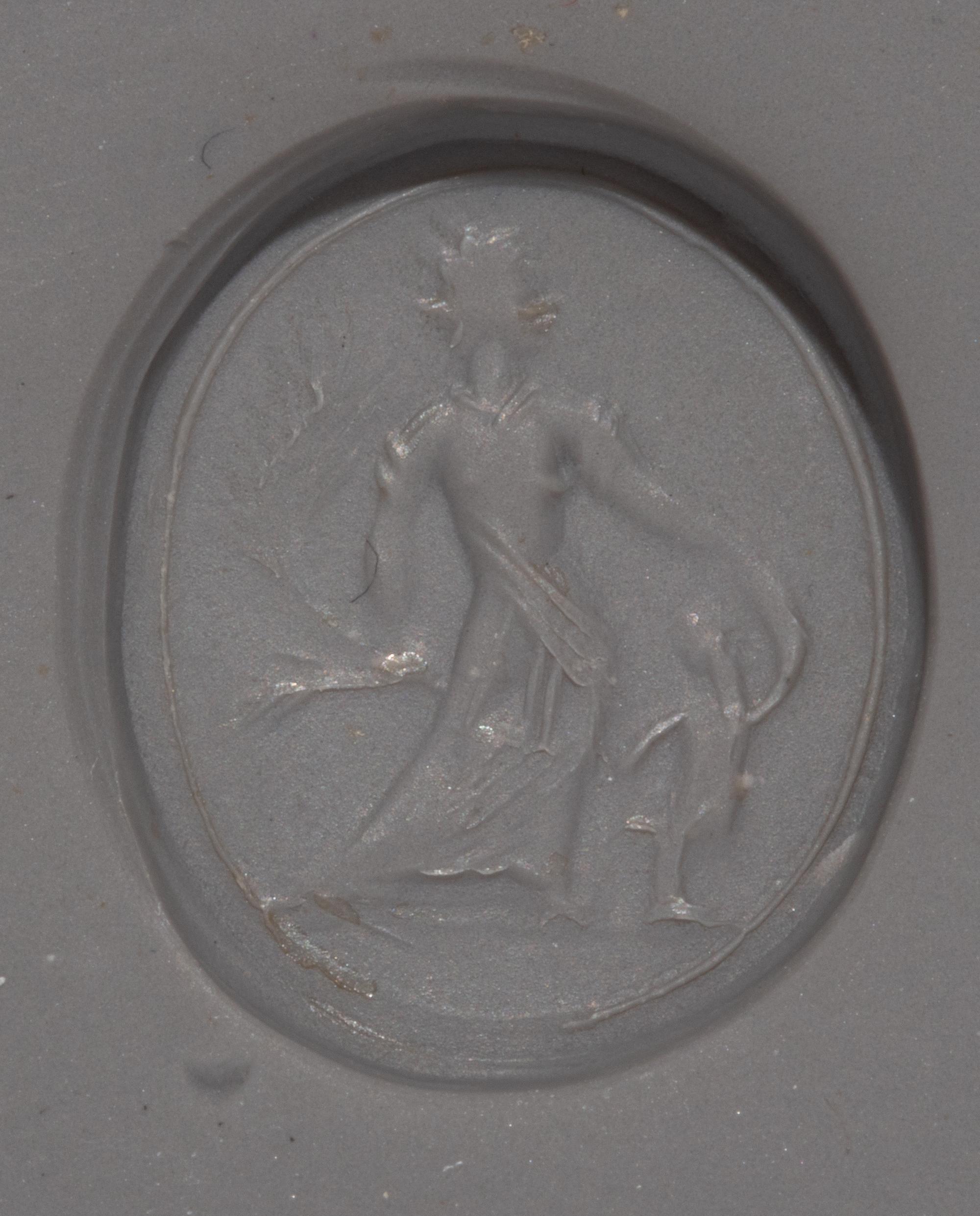 A Neoclassical Banded Agate Ring Stone with the Gods Ceres and Eros