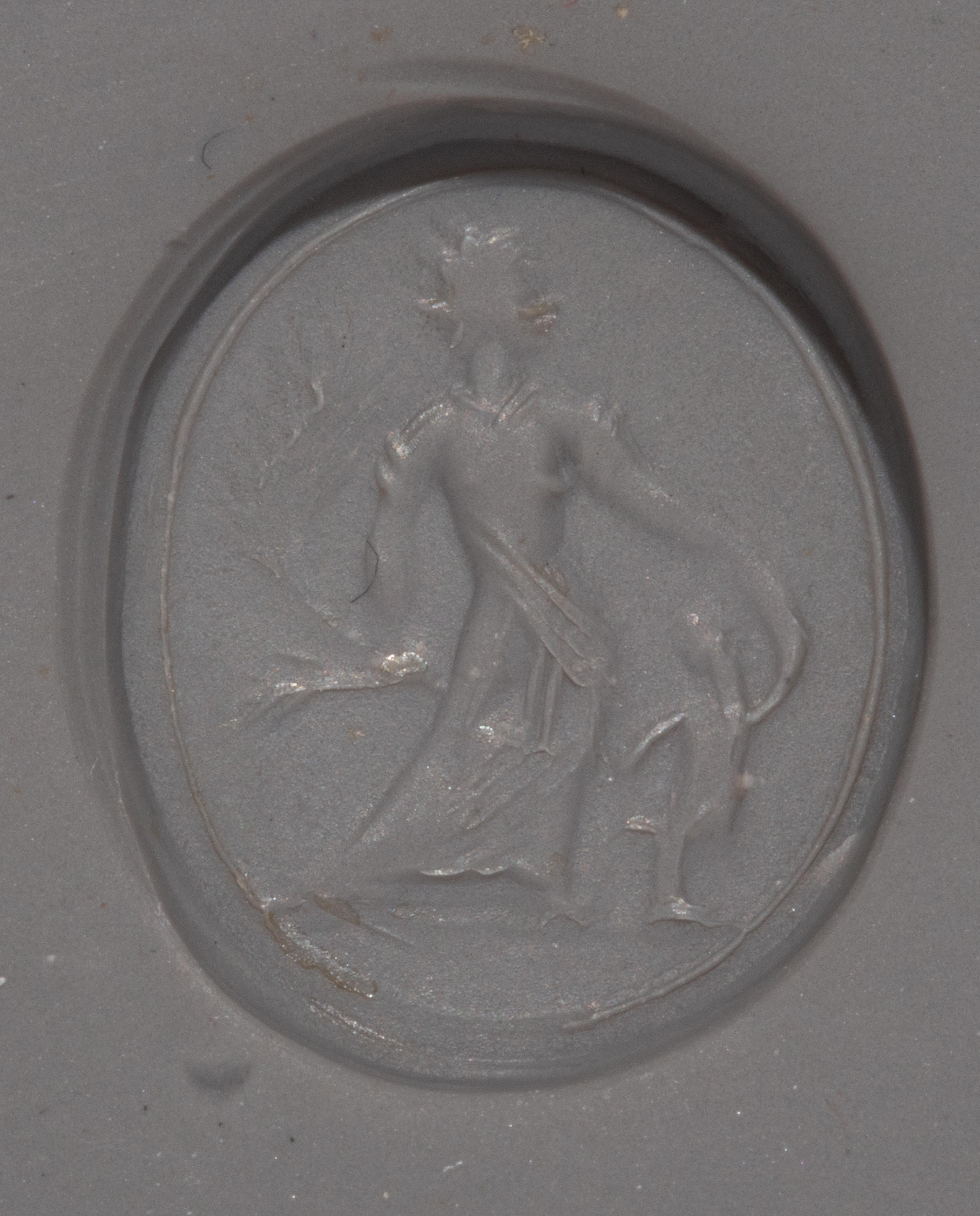 A Neoclassical Banded Agate Ring Stone with the Gods Ceres and Eros