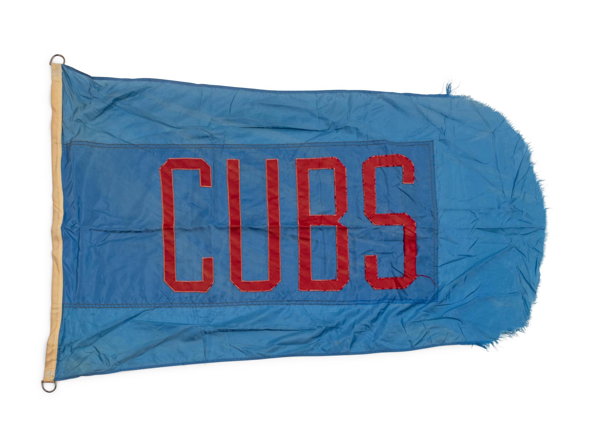 An Chicago Cubs Flag Once Flown on Wrigley Field Scoreboard Collected by Former Chicago Cubs Wrigley Field Head Scorekeeper,